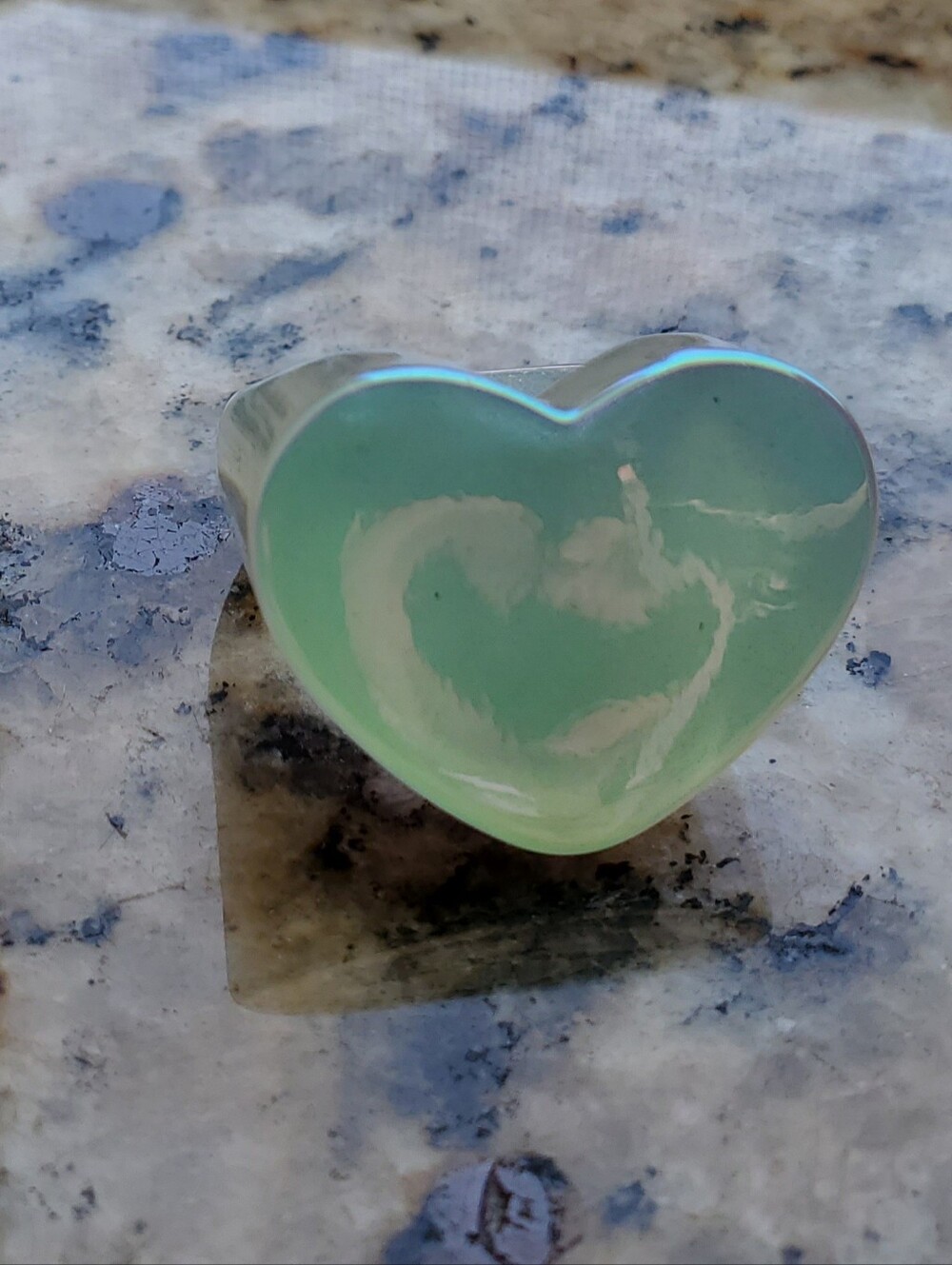 Heart Shaped Mint Green Resin Ring